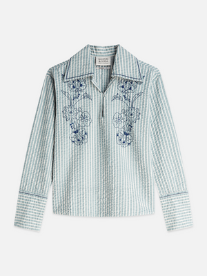 Embroidered Structured Long-Sleeved Tunic