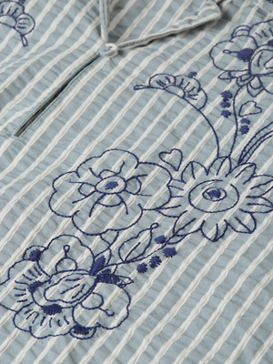 Embroidered Structured Long-Sleeved Tunic