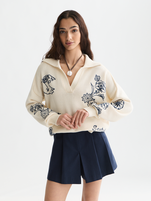 Scotch & Soda x Royal Delft Embroidered Oversized Pullover