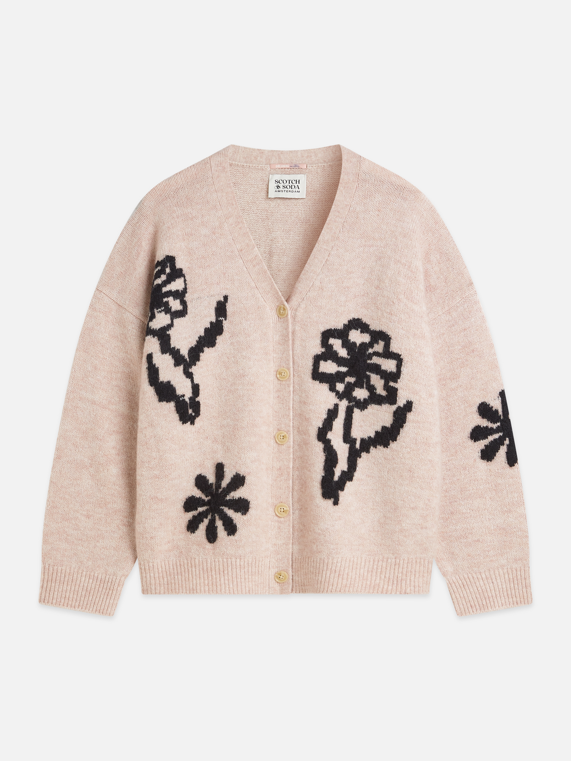 Intarsia Oversized-Fit Cardigan