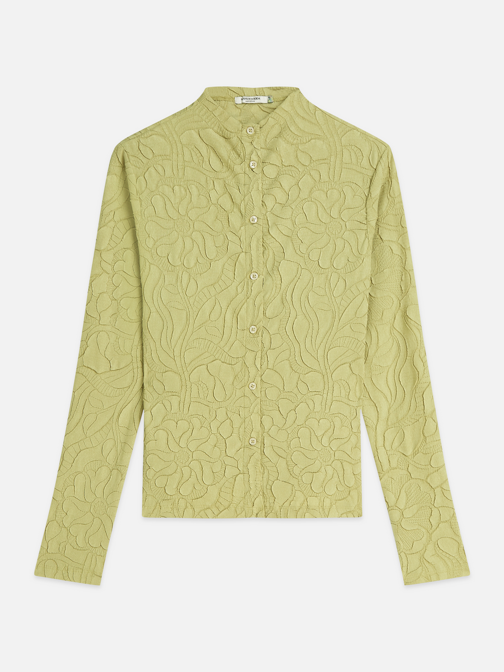 Embossed Pleat Mock Neck Cardigan