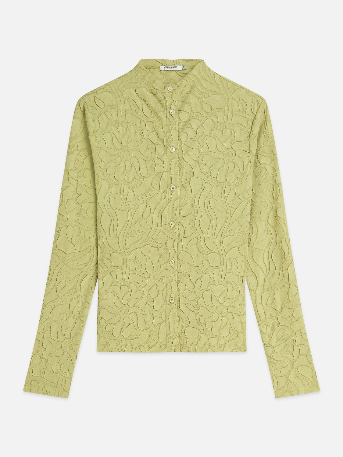Embossed Pleat Mock Neck Cardigan