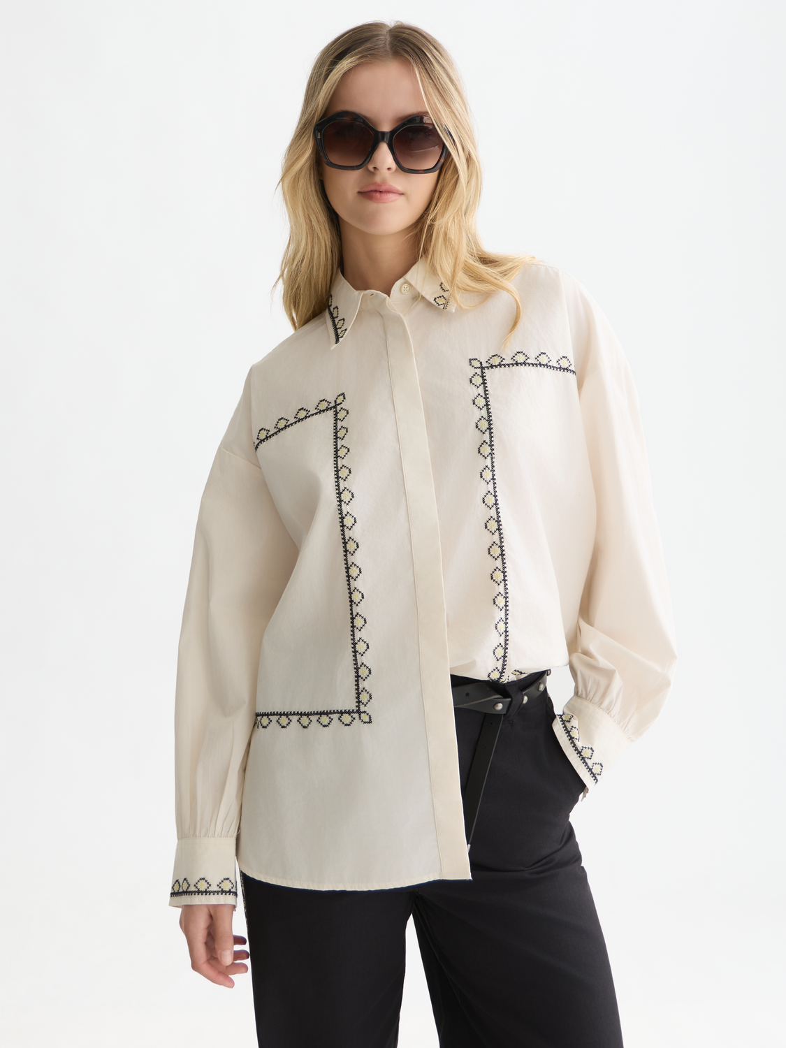 Embroidered Oversized-Fit Shirt