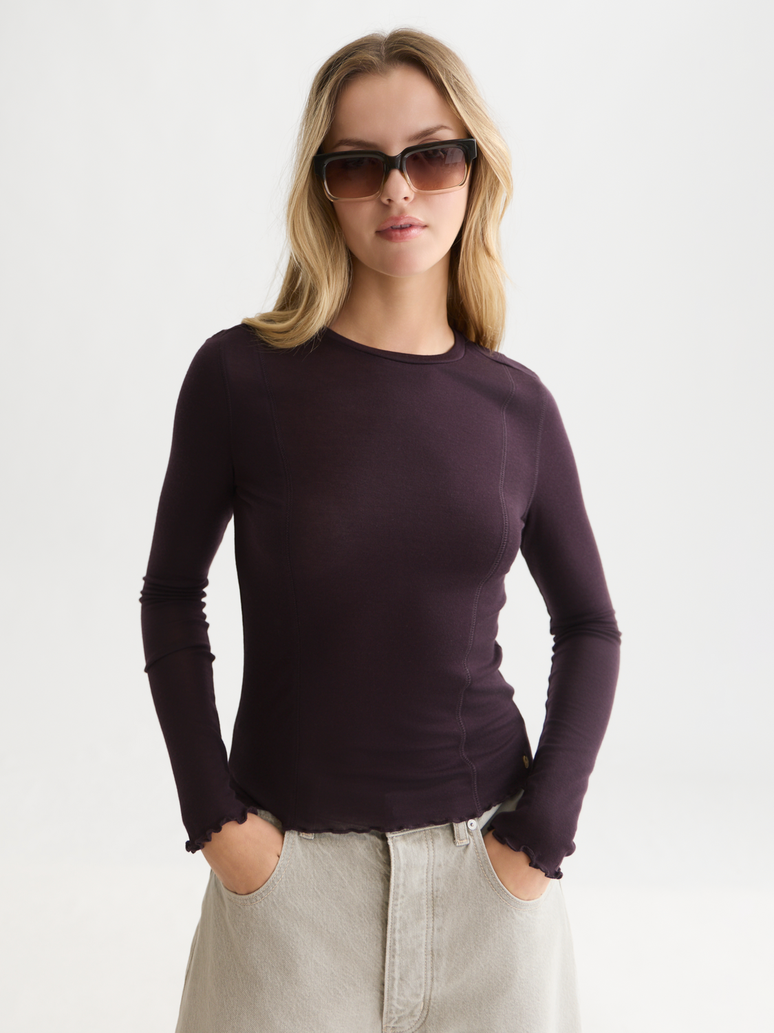 Lyocell-Wool Blend Long-Sleeve T-Shirt