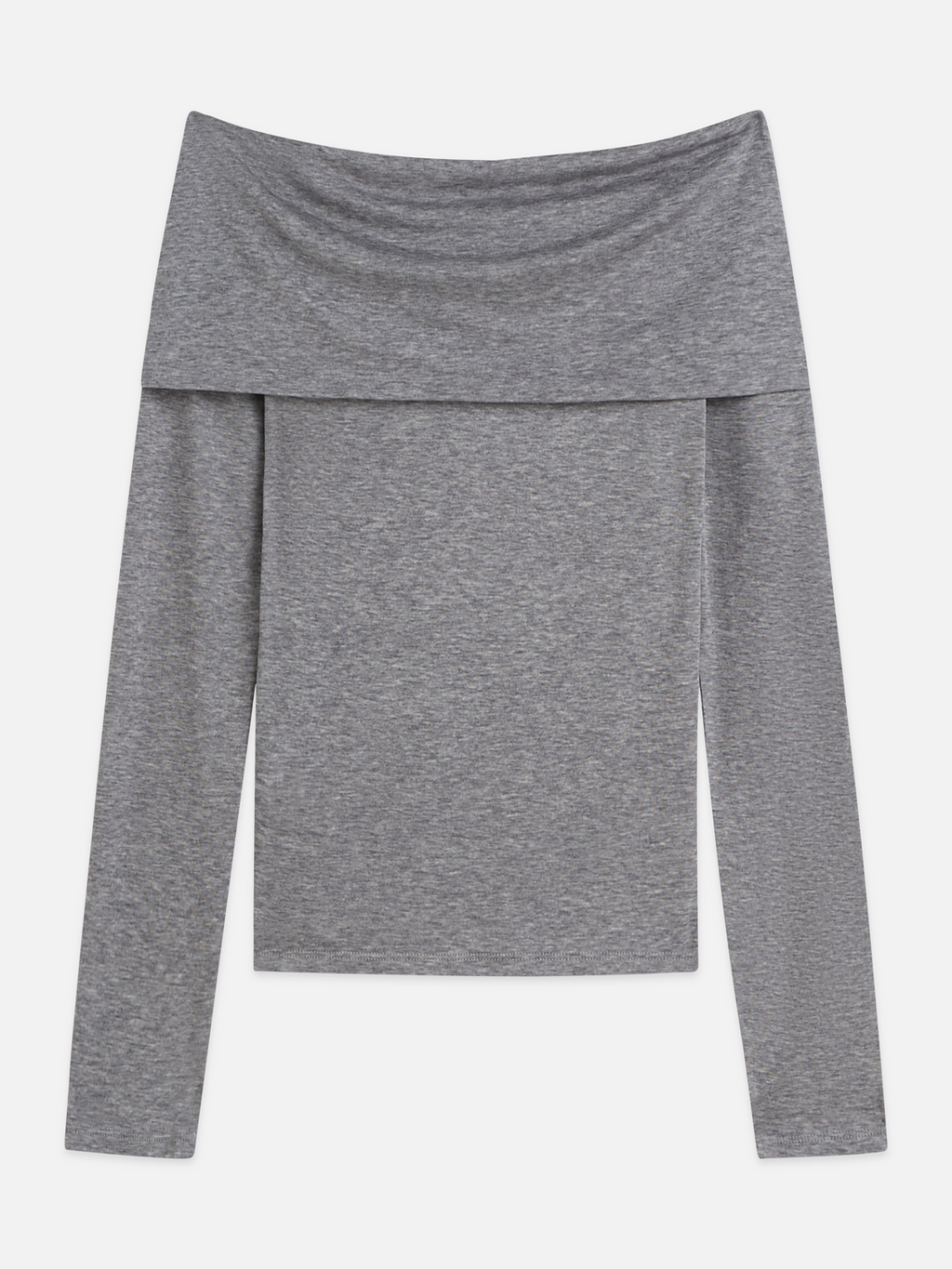 Twisted Neckline Wool-Blend Long Sleeve T-Shirt