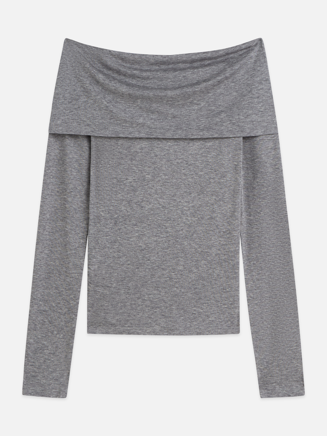 Twisted Neckline Wool-Blend Long Sleeve T-Shirt
