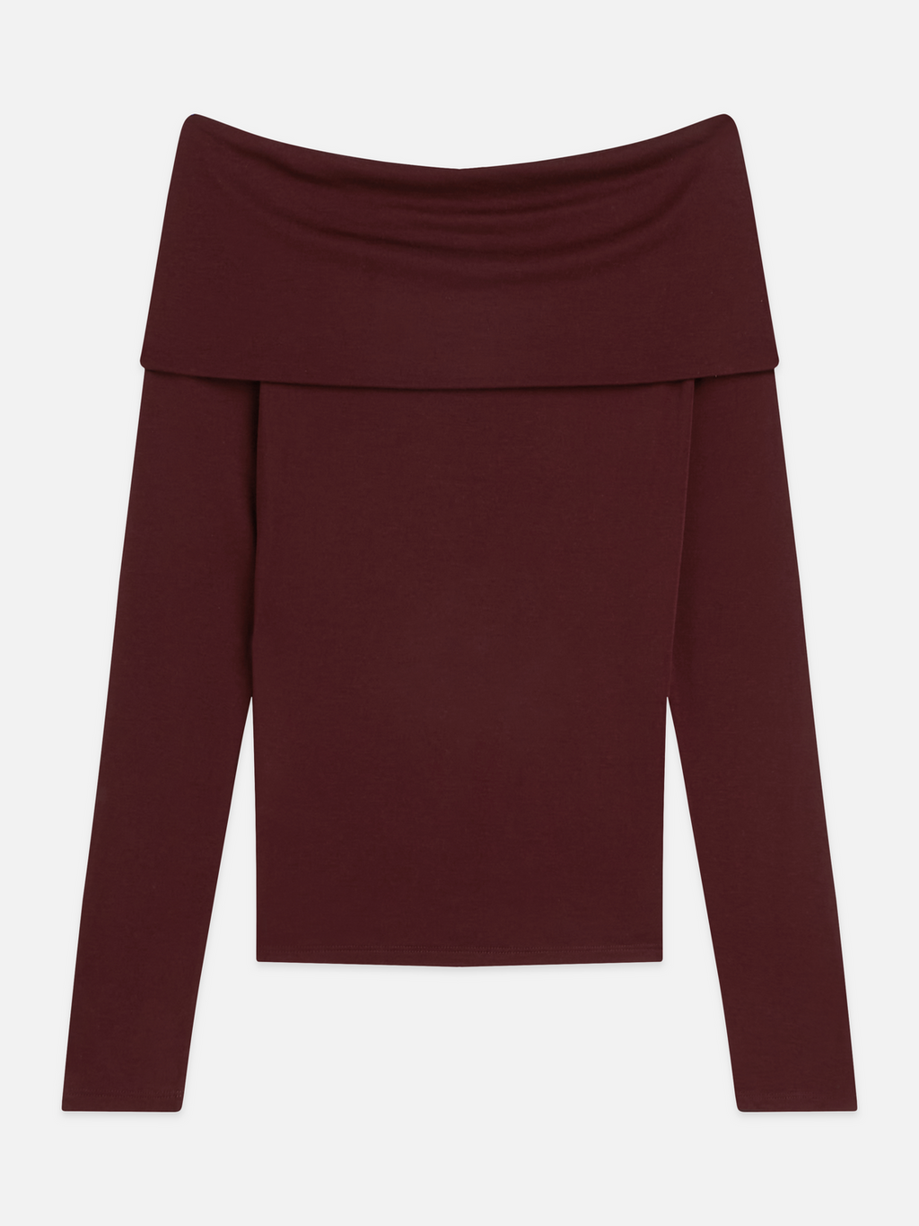 Twisted Neckline Wool-Blend Long Sleeve T-Shirt