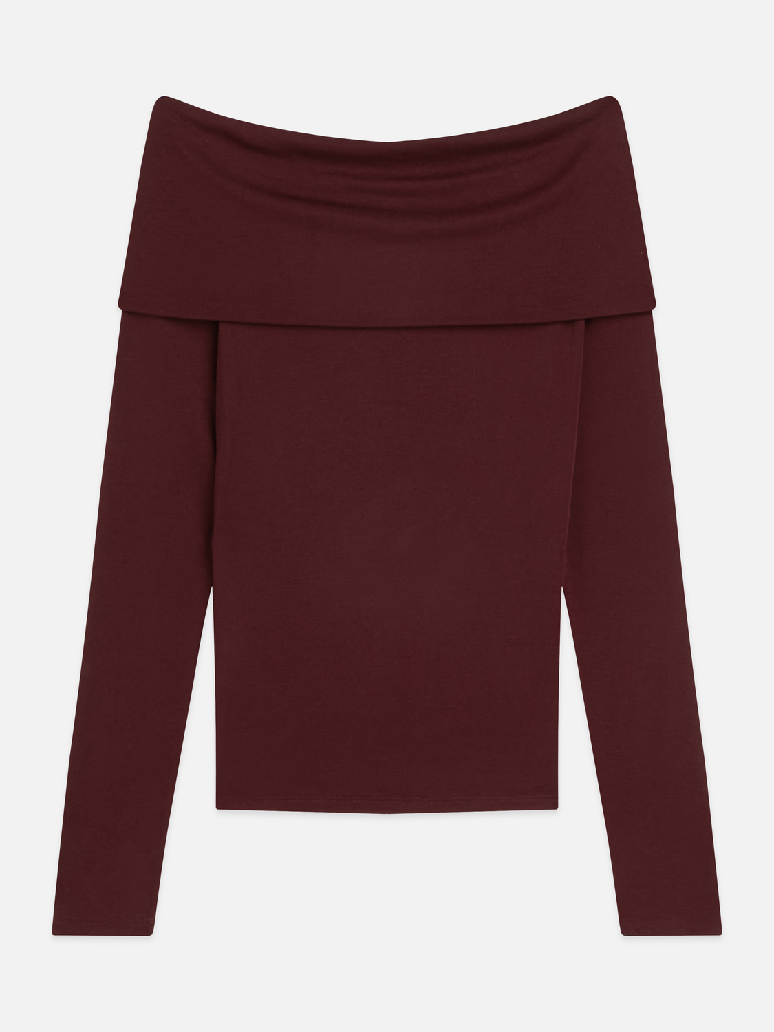 Twisted Neckline Wool-Blend Long Sleeve T-Shirt