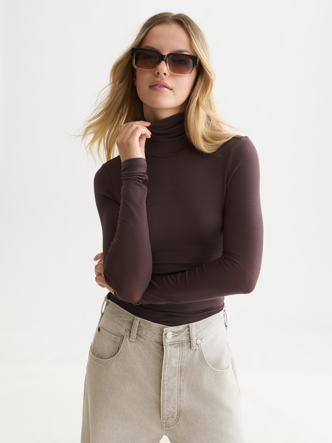 Essentials Roll Neck Stretch-Lyocell T-Shirt