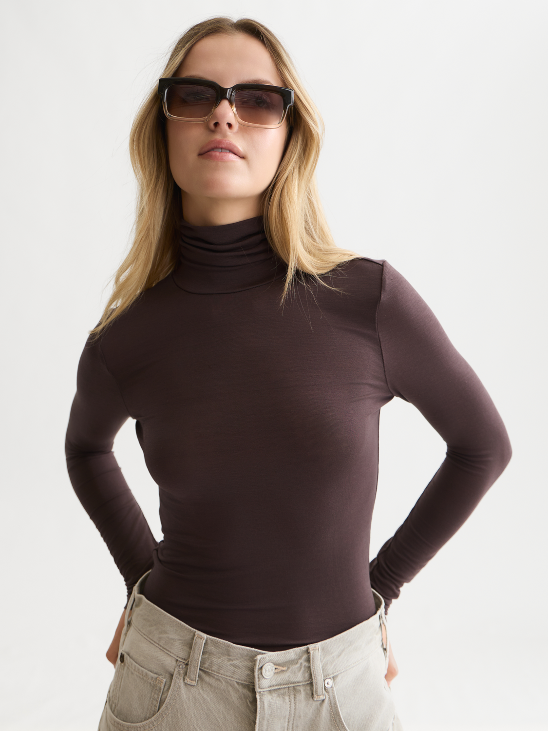 Essentials Roll Neck Stretch-Lyocell T-Shirt