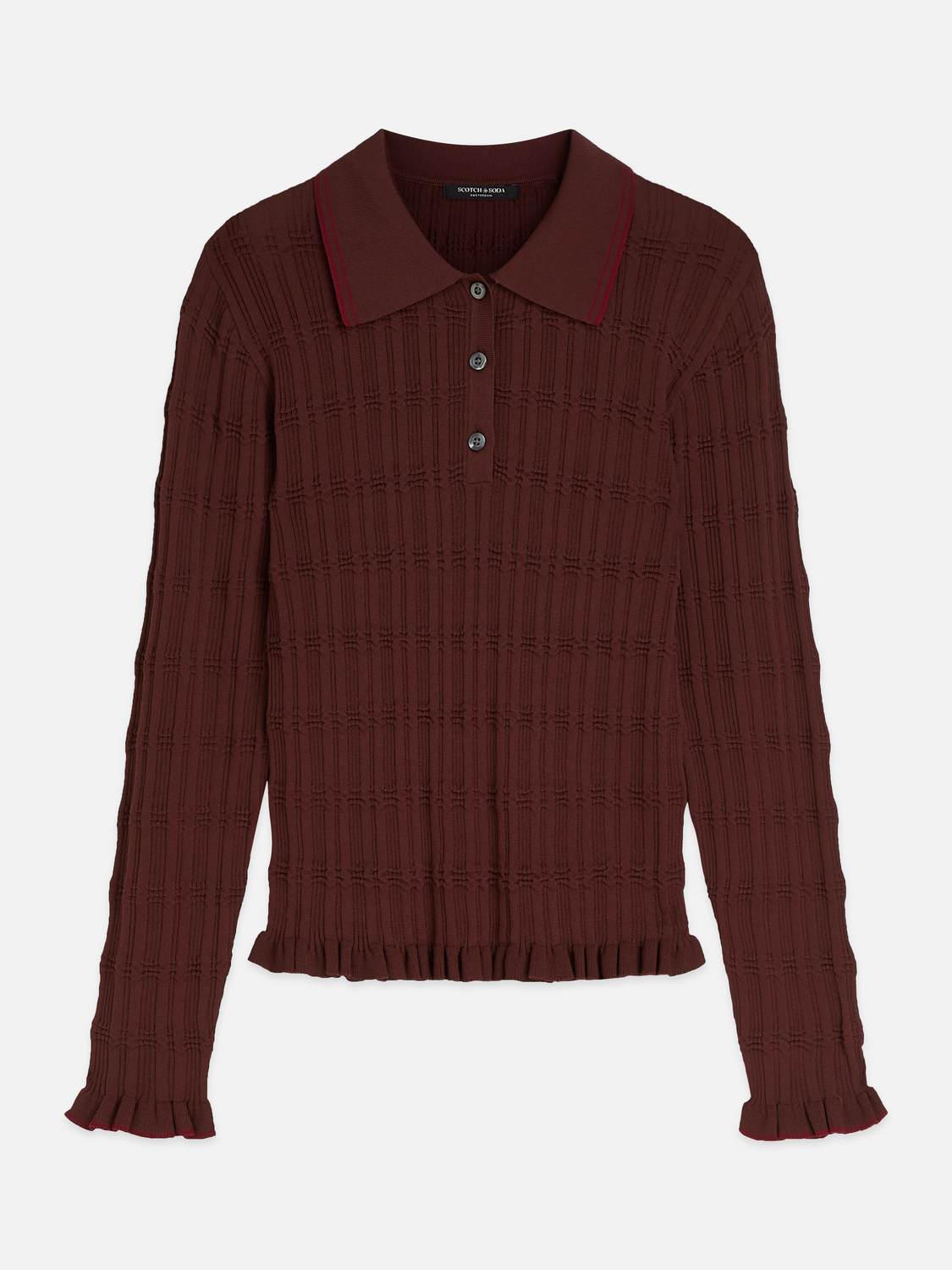 Ripple Stitch Polo-Neck Pullover