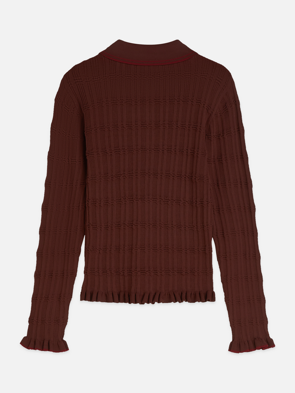 Ripple Stitch Polo-Neck Pullover