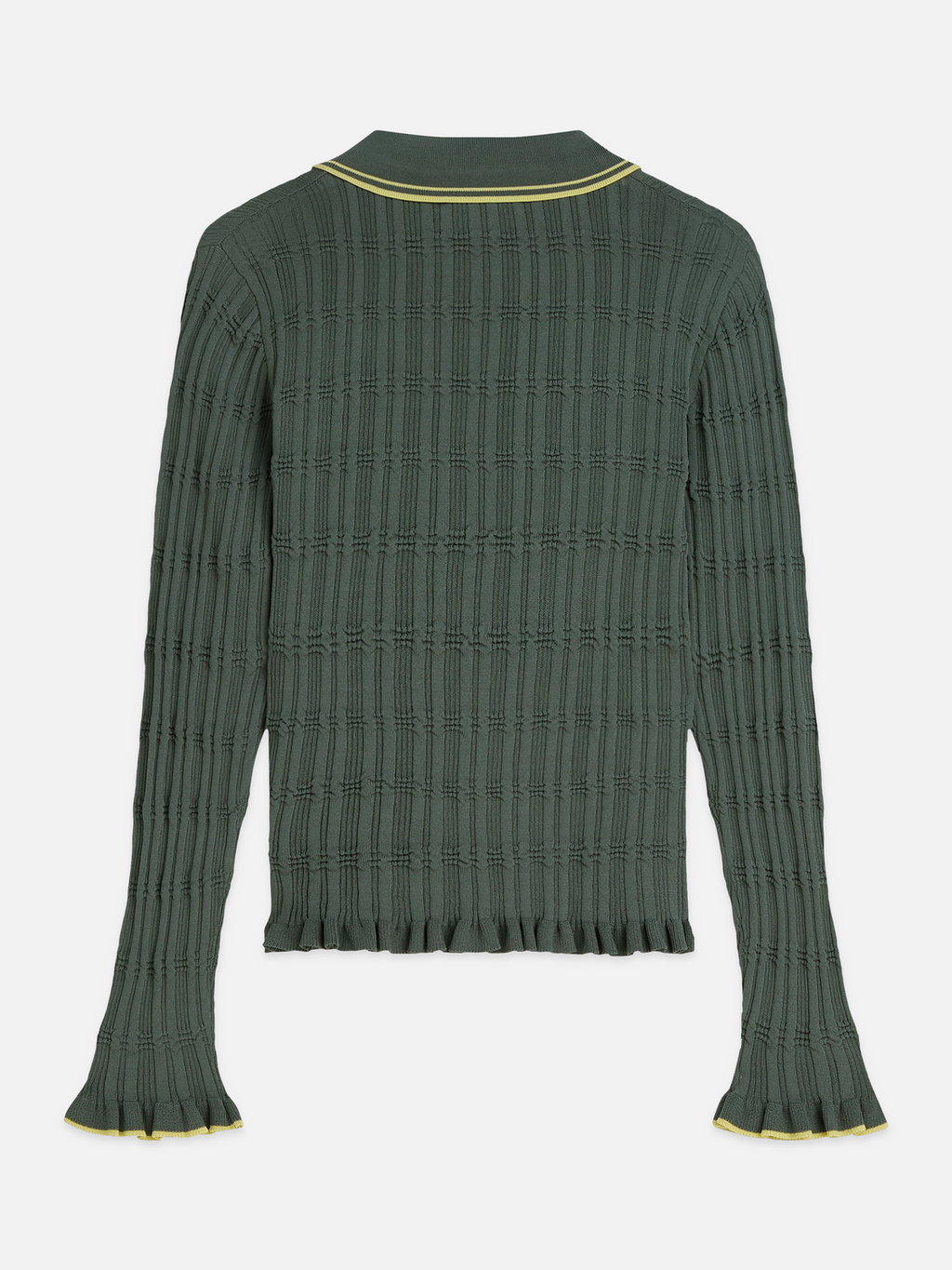 Ripple Stitch Polo-Neck Pullover