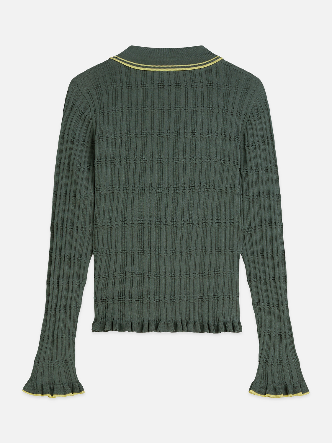 Ripple Stitch Polo-Neck Pullover