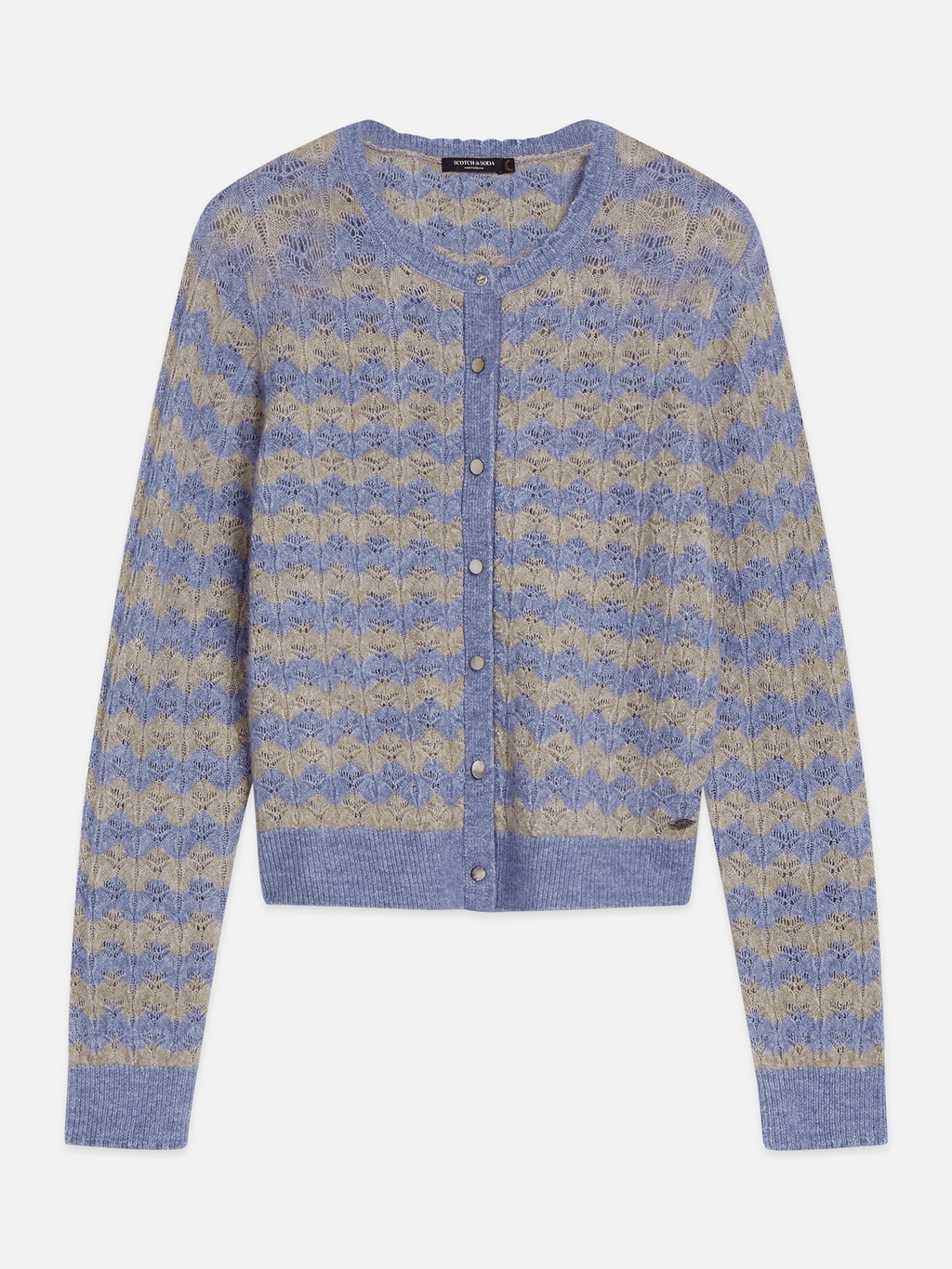 Pointelle Knit Crewneck Cardigan