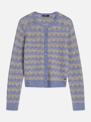 Pointelle Knit Crewneck Cardigan