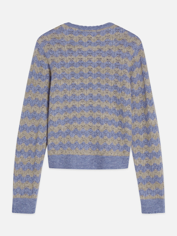 Pointelle Knit Crewneck Cardigan