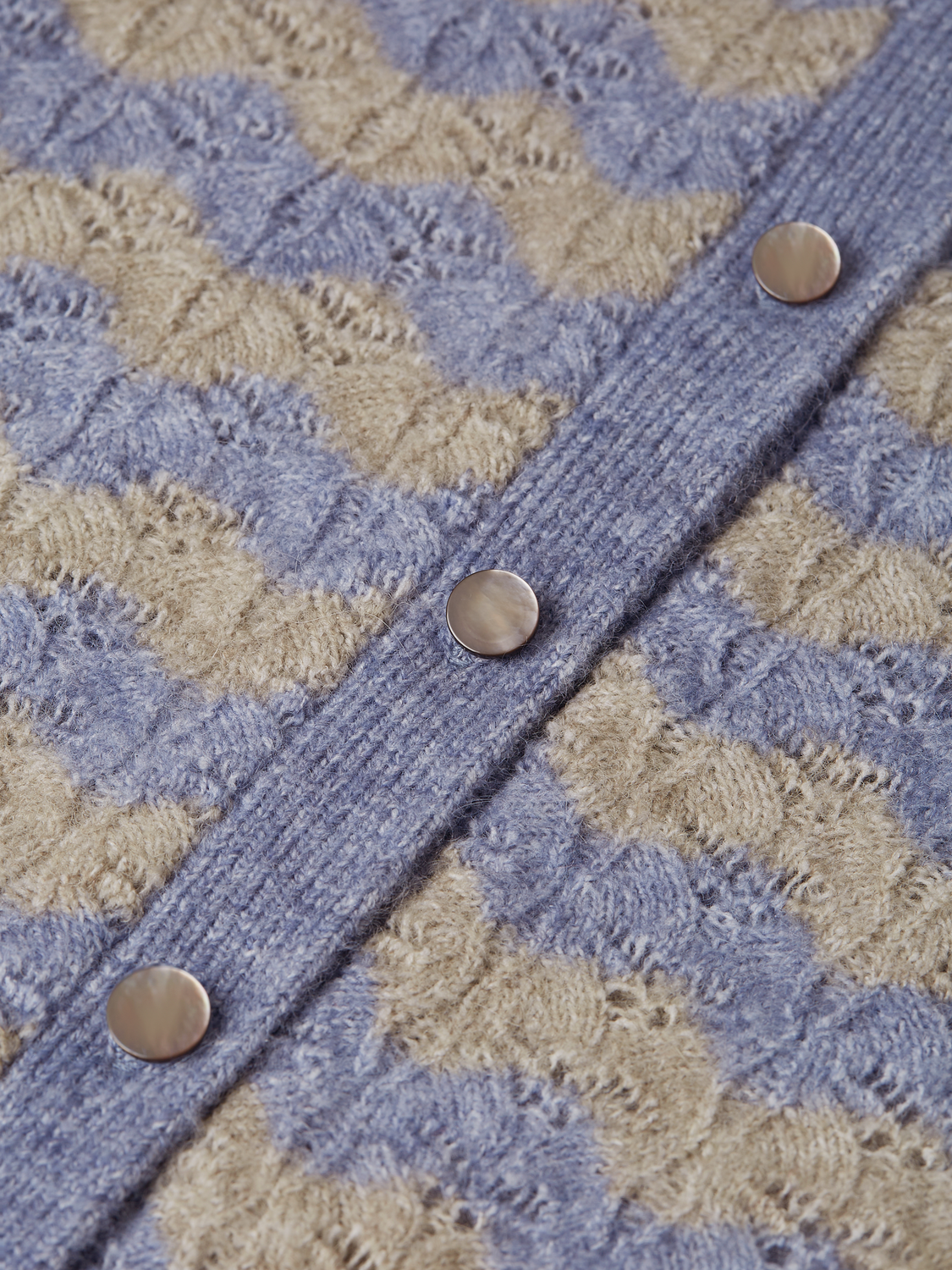 Pointelle Knit Crewneck Cardigan