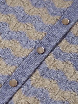 Pointelle Knit Crewneck Cardigan