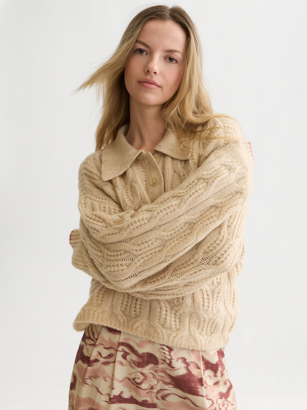 Cable Stitch Boxy-Fit Pullover