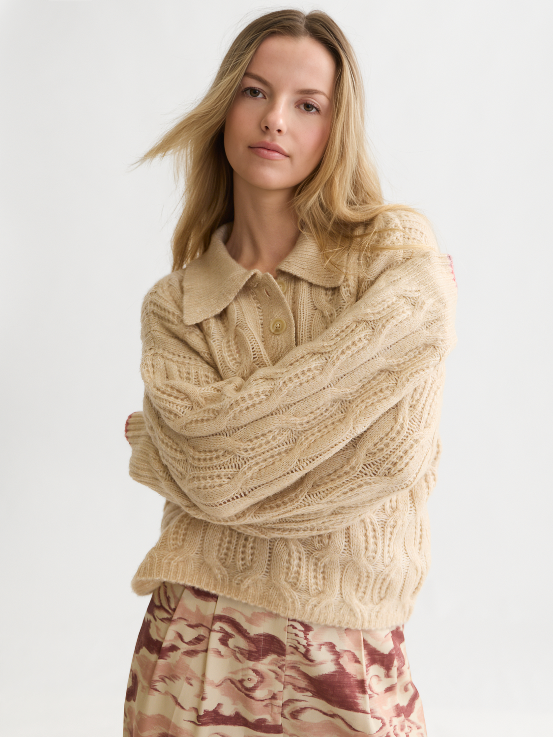 Cable Stitch Boxy-Fit Pullover
