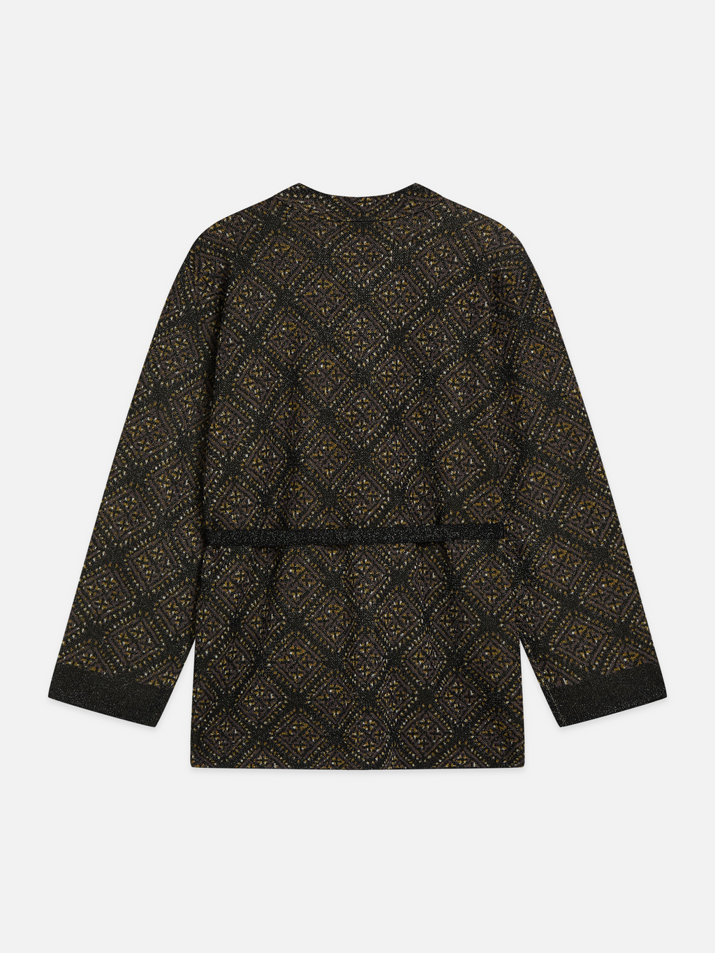 Jacquard Knit Belted Jacket