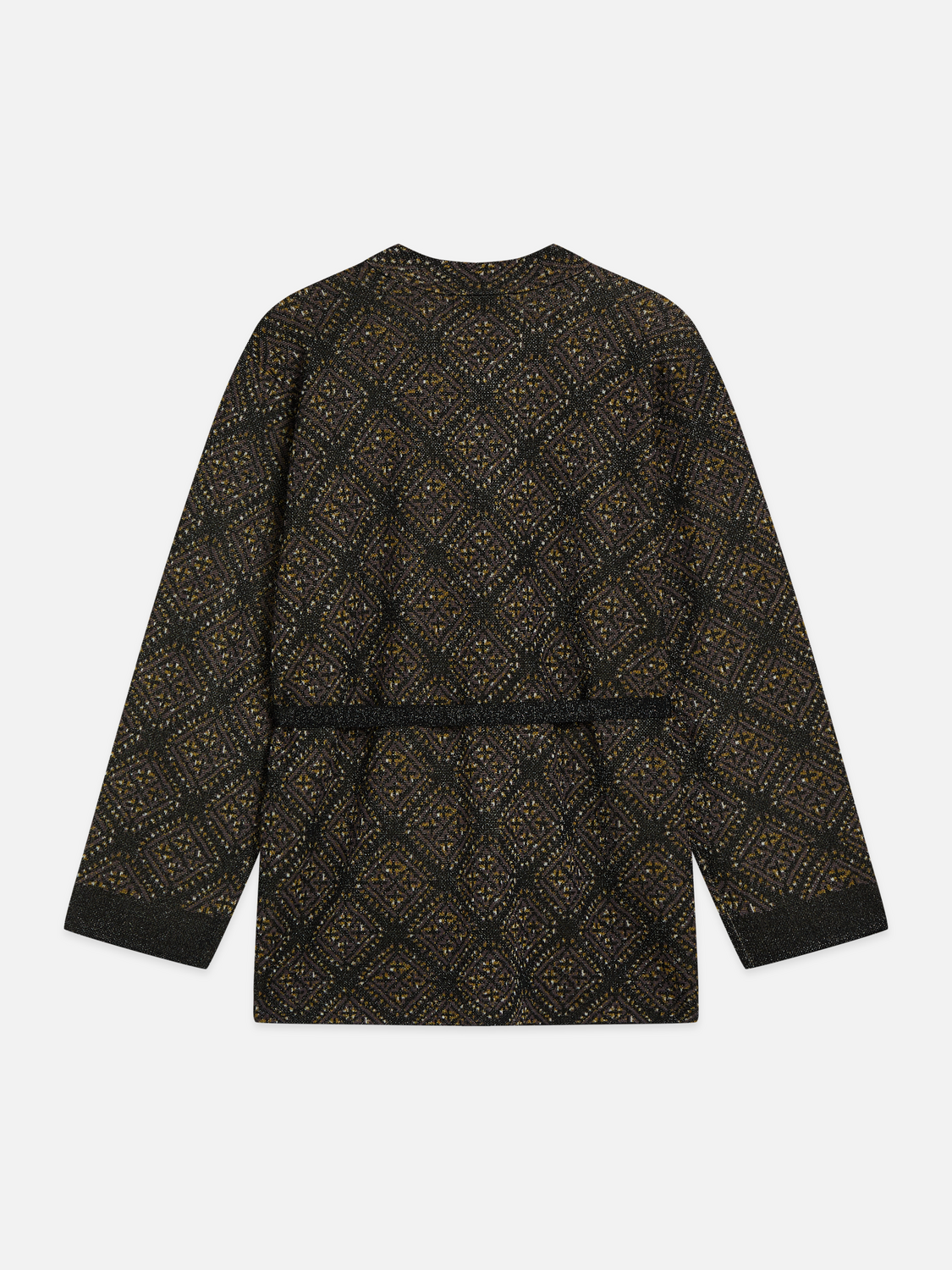 Jacquard Knit Belted Jacket