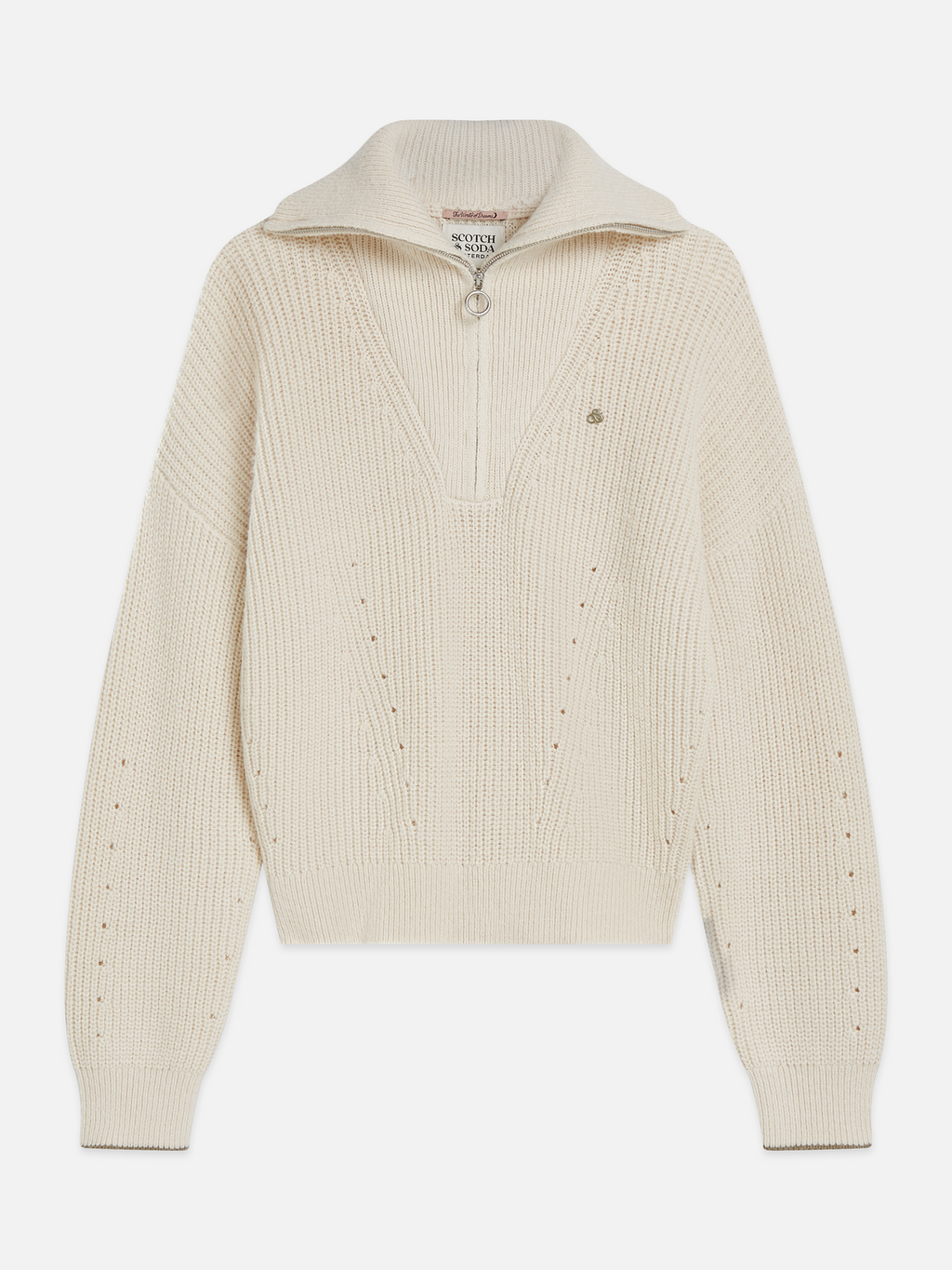 Half-Zip Cotton-Wool Blend Relaxed Pullover