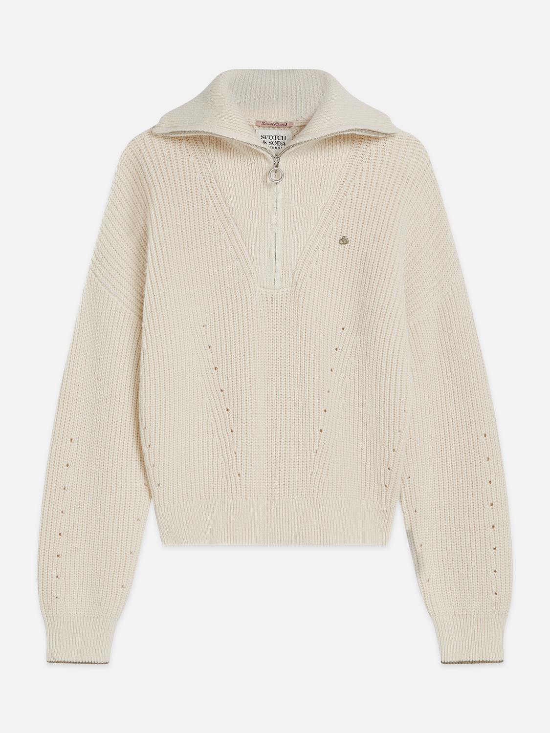 Half-Zip Cotton-Wool Blend Relaxed Pullover