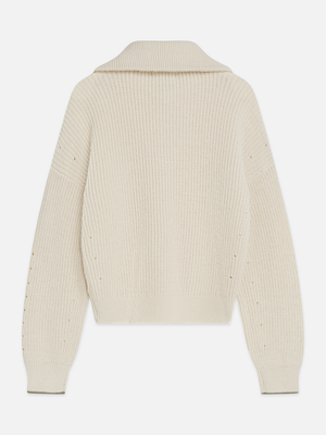Half-Zip Cotton-Wool Blend Relaxed Pullover
