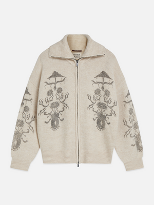 Printed Zip-Through Oversized Cardigan