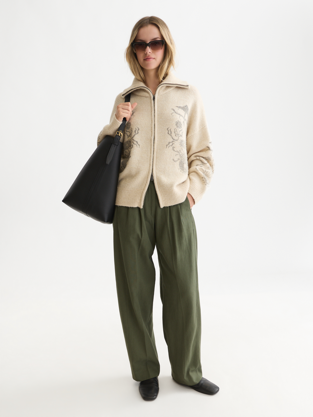 Cardigan oversize zippé imprimé