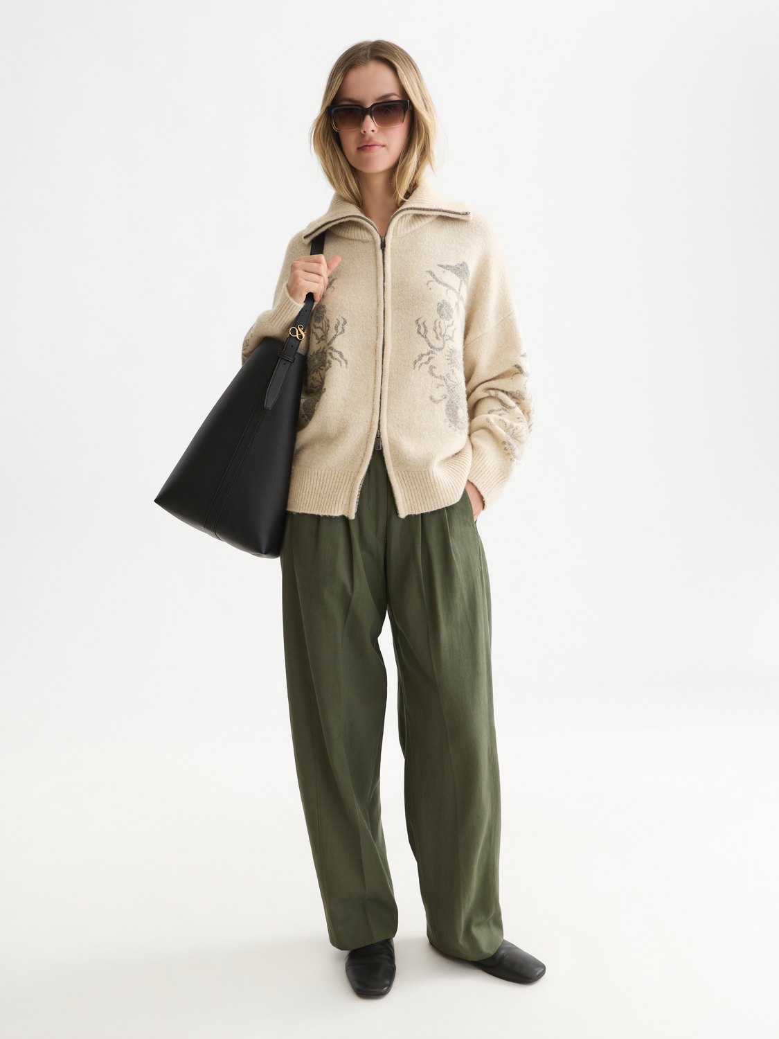 Cardigan oversize zippé imprimé