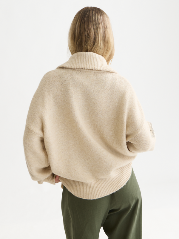 Printed Zip-Through Oversized Cardigan