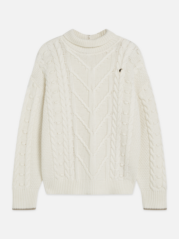 Oversized Cable-Stitch Wool Alpaca Pullover