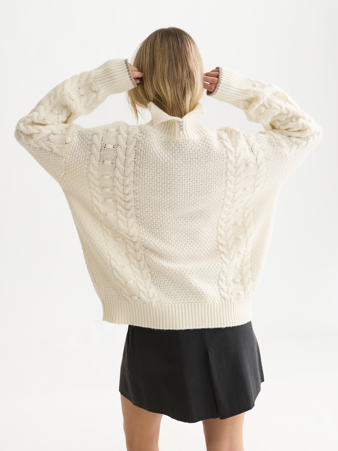 Oversized Cable-Stitch Wool Alpaca Pullover
