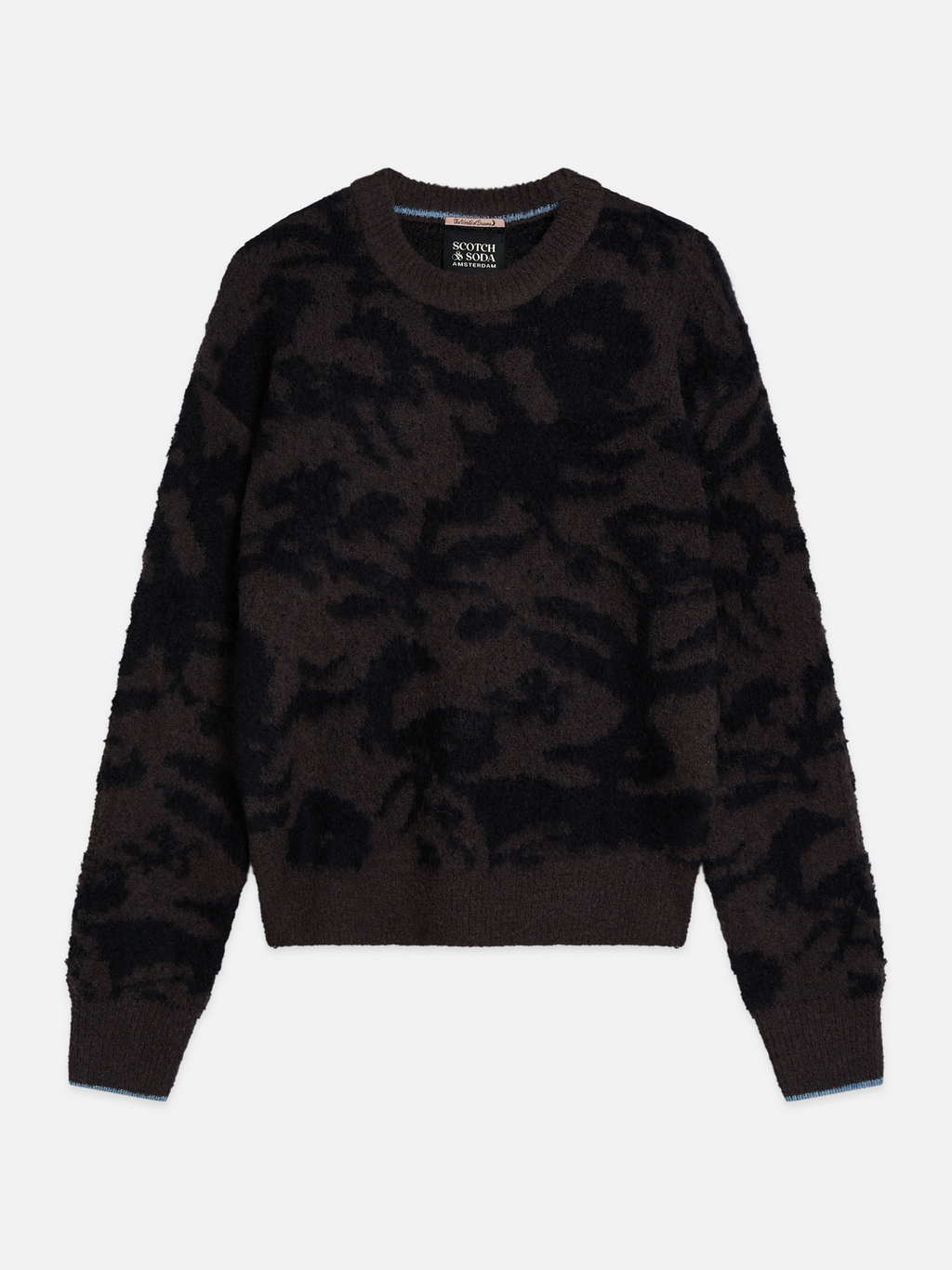 Fuzzy Jacquard Wool-Blend Relaxed Pullover