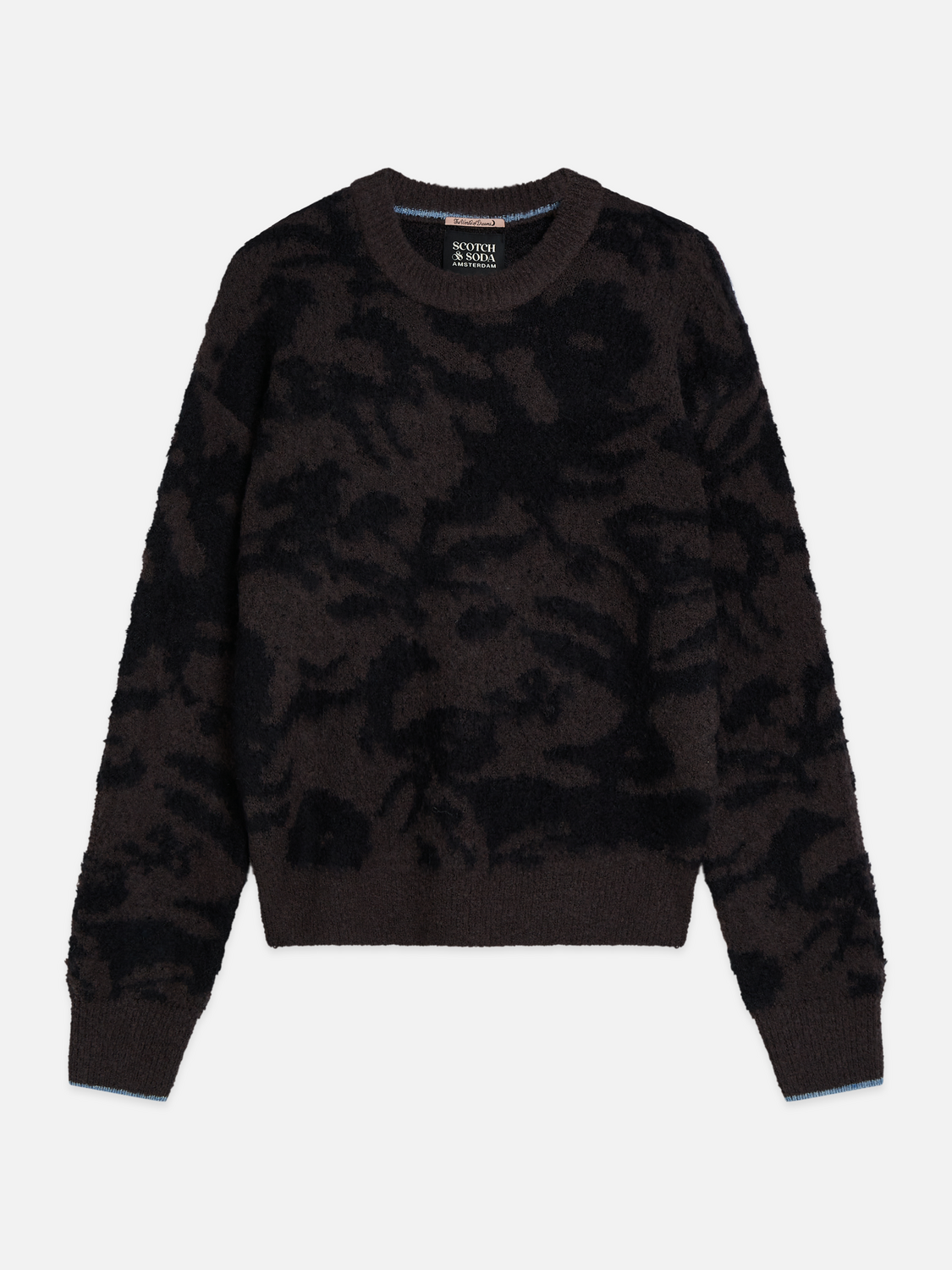 Fuzzy Jacquard Wool-Blend Relaxed Pullover