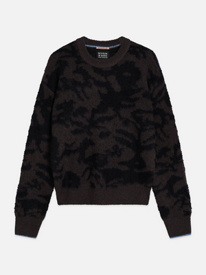 Fuzzy Jacquard Wool-Blend Relaxed Pullover