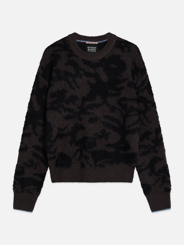 Fuzzy Jacquard Wool-Blend Relaxed Pullover