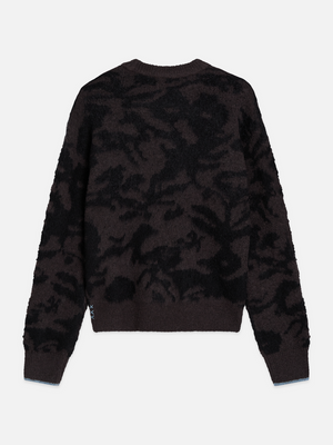 Fuzzy Jacquard Wool-Blend Relaxed Pullover