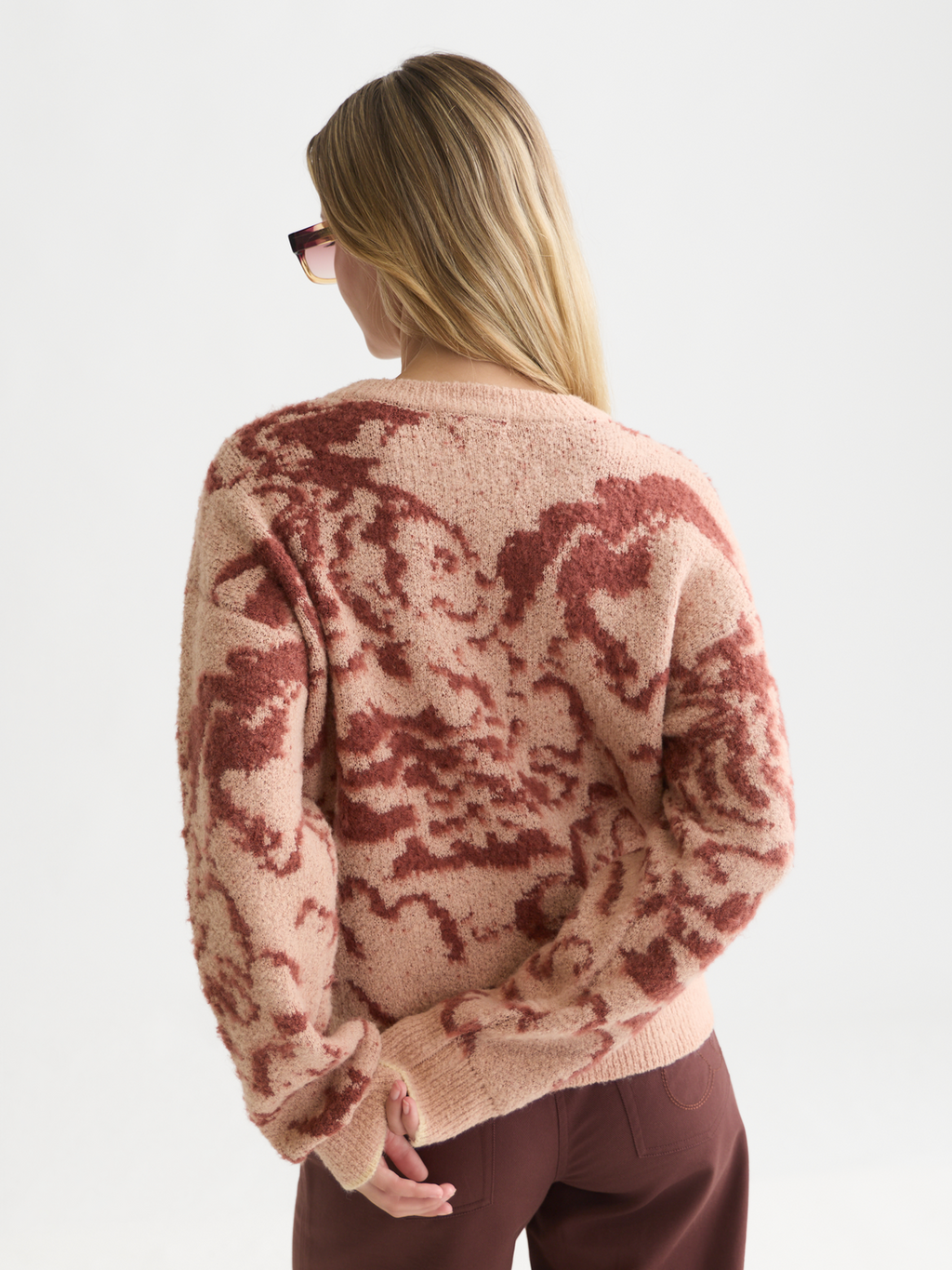 Fuzzy Jacquard Relaxed-Fit Pullover