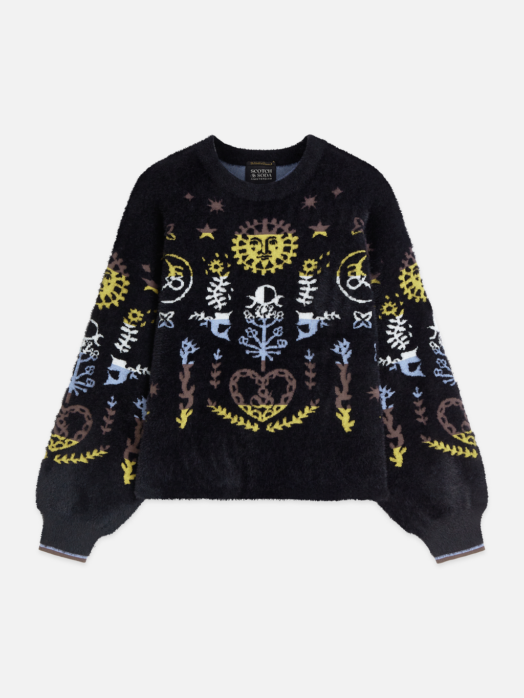 Boxy Textured Jacquard Knit Pullover
