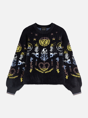Boxy Textured Jacquard Knit Pullover