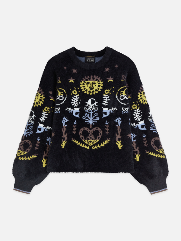Boxy Textured Jacquard Knit Pullover