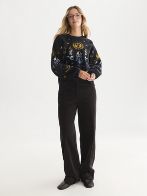 Boxy Textured Jacquard Knit Pullover