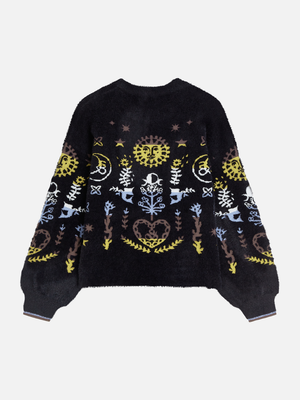 Boxy Textured Jacquard Knit Pullover