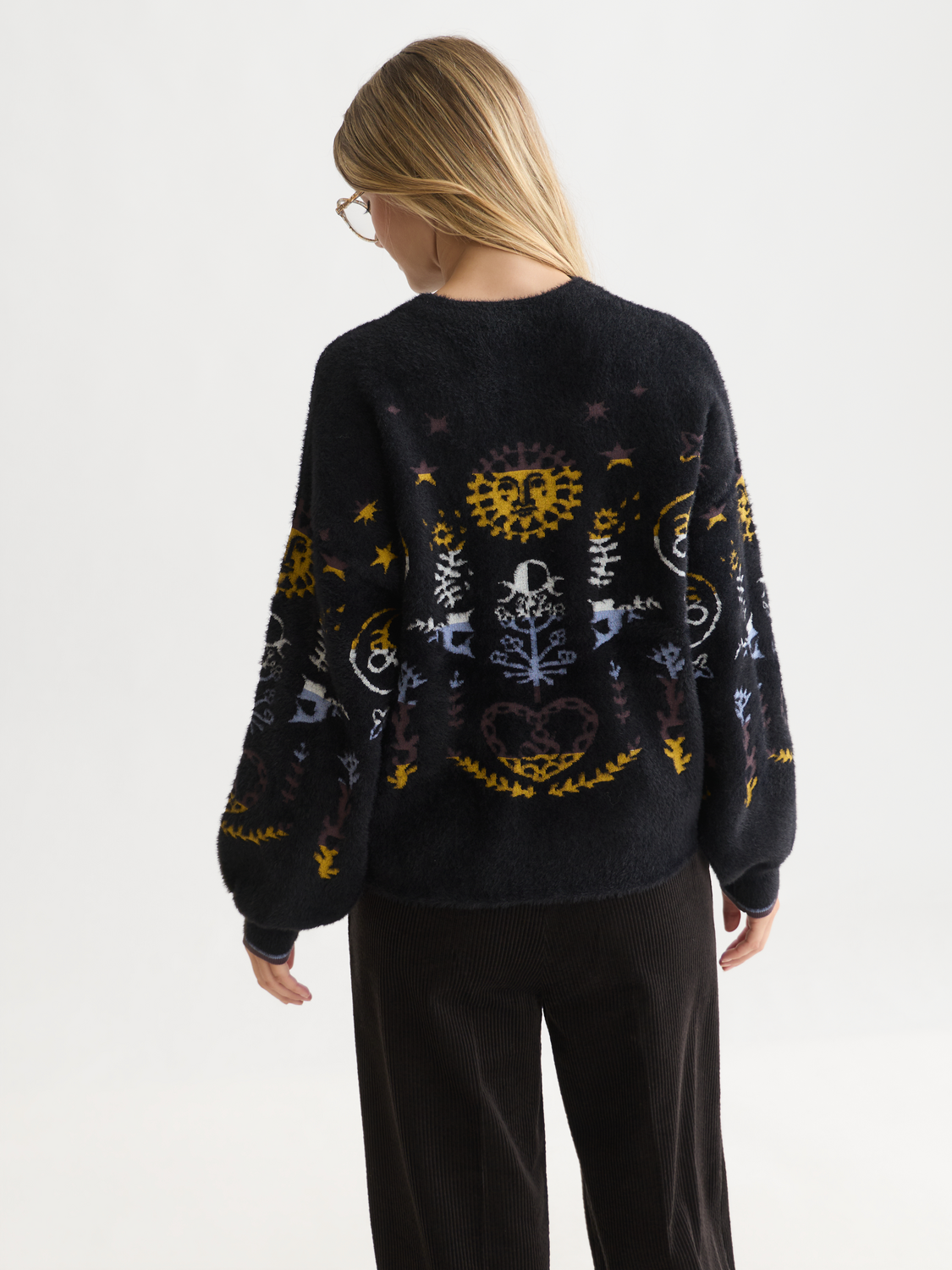 Boxy Textured Jacquard Knit Pullover