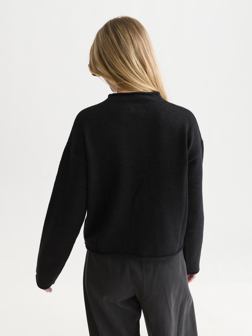Fuzzy Funnel-Neck Cardigan