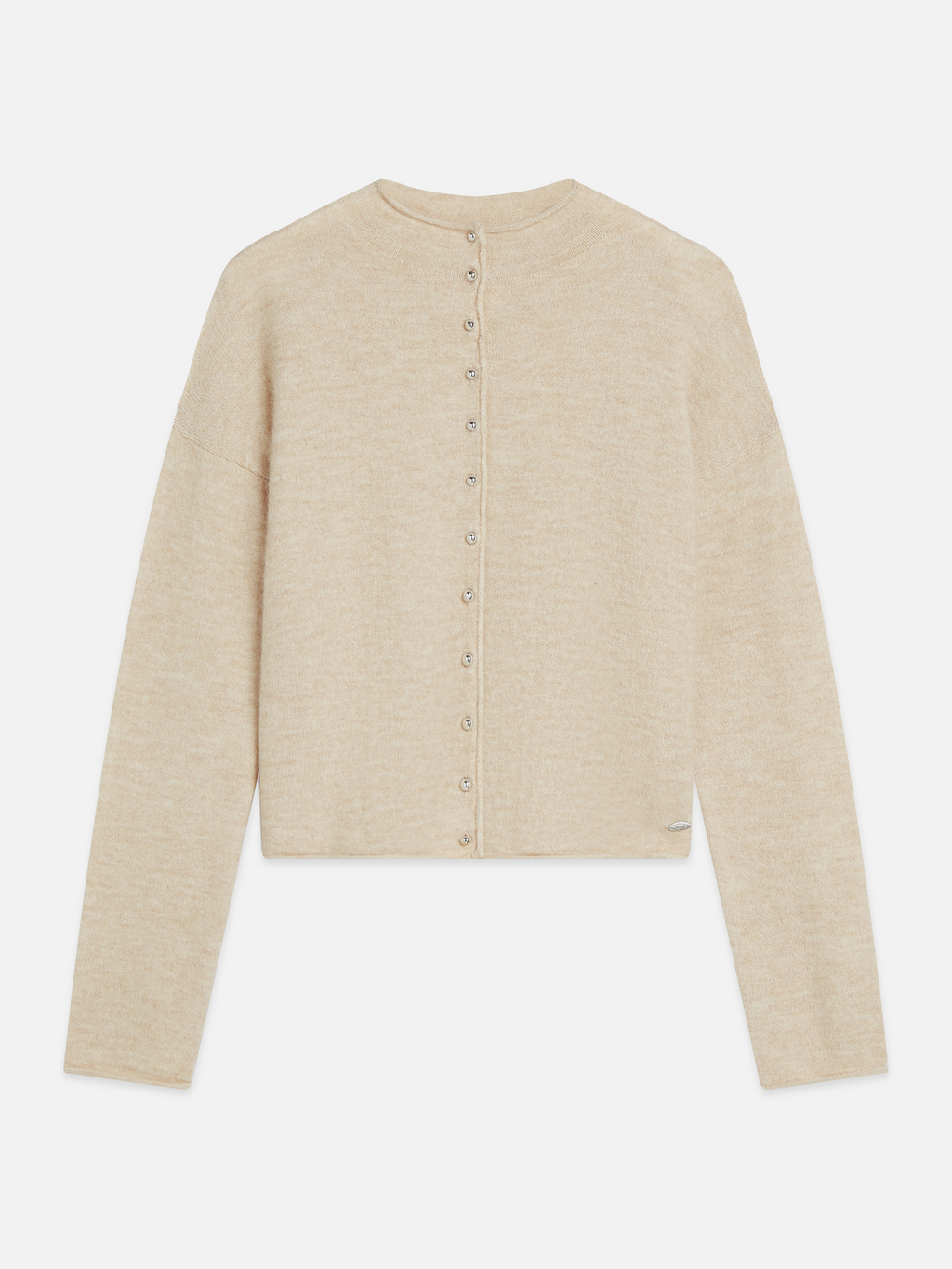 Fuzzy Funnel-Neck Cardigan
